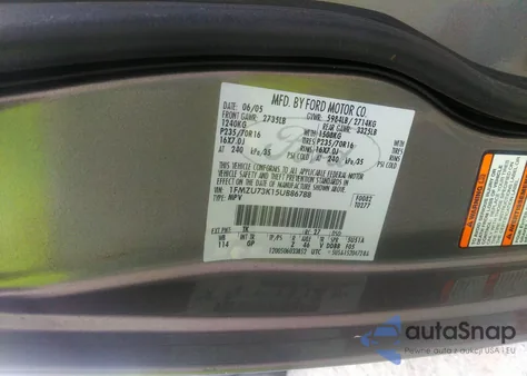 2005 Ford Explorer Xlt/Xlt Sport из США, поврежденный, VIN 1FMZU73K15UB86788